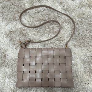 Anthropologie Lindy Woven Clutch Crossbody Bag Purse in Beige